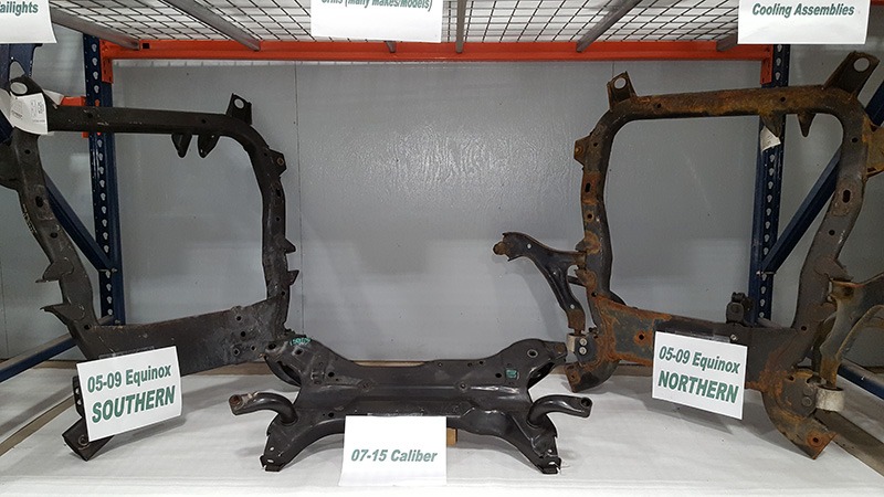 Image of rust free southern engine cross-members, and front and rear impact bars